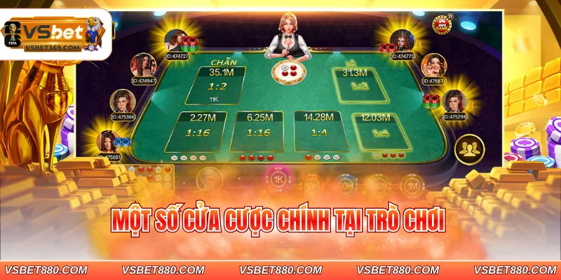Một số cửa cược chính tại trò chơi